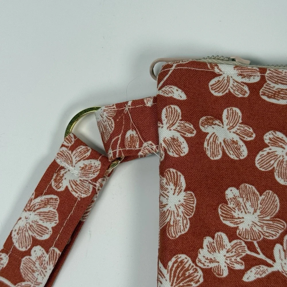 Handmade Wristlet Zipper Pouch Purse Clutch Lightweight Strap New‎ Floral Fall